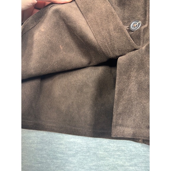 Banana Republic Brown Suede Leather Button Front Mini Skirt Size 2 A-Line Boho - Picture 2 of 4